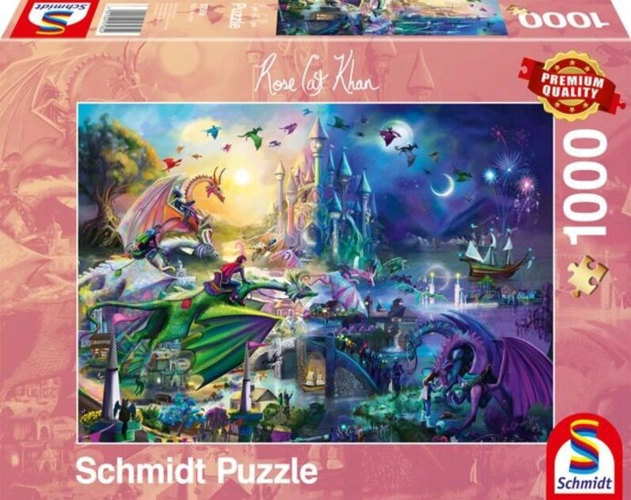 Puzzle Schmidt: Rose Cat Khan - Competiție nocturnă de dragoni, 1000 piese