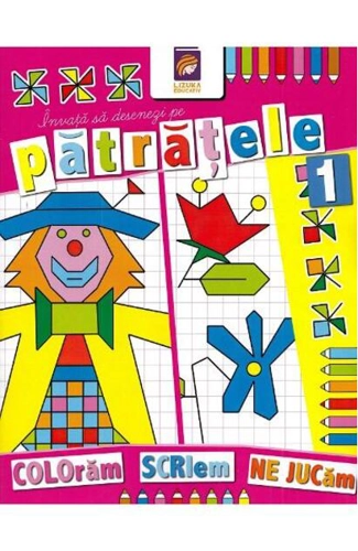 Învață să desenezi pe pătrățele 1. Carte de colorat