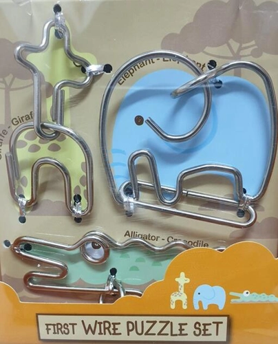 Animale sălbatice - Set 3 puzzle-uri metalice pentru copii Eureka „First Wire Puzzle Set”