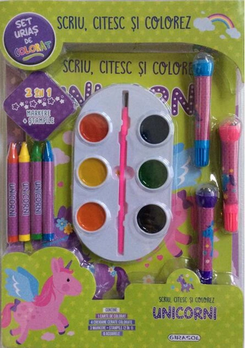 Scriu, citesc și colorez. Unicorni