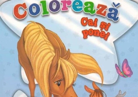 Scrie și colorează. Cai și ponei (albastru)