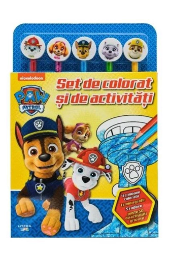 Patrula Cățelușilor. Set de colorat și de activități (conține 5 creioane și 5 radiere)