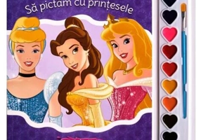 Disney. Prințese. Să pictăm cu prințesele. Carte de colorat cu pensulă și acuarele
