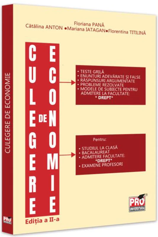 Culegere de economie pentru admiterea la Facultatea de Drept