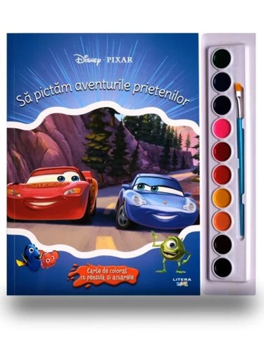 Disney. Pixar. Să pictăm aventurile prietenilor. Carte de colorat cu pensulă și acuarele