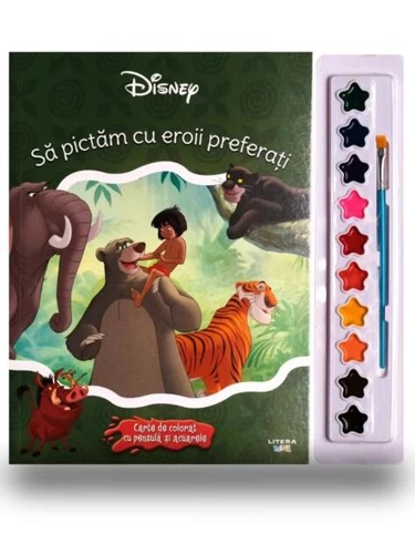 Disney. Să pictăm cu eroii preferați. Carte de colorat cu pensulă și acuarele