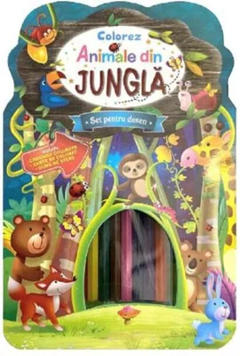 Set pentru desen. Colorez animale din junglă