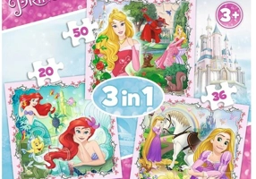Puzzle 3 în 1 (20+36+50 piese) „Prințese”