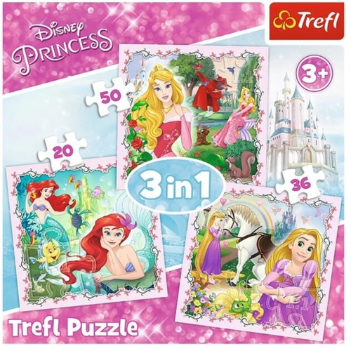 Puzzle 3 în 1 (20+36+50 piese) „Prințese”