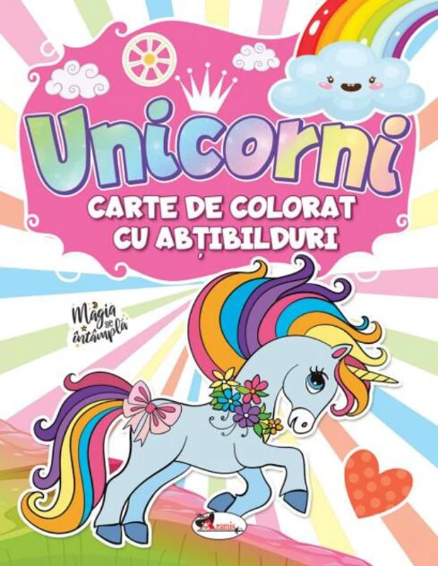 Unicorni. Carte de colorat cu abțibilduri