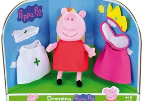 Peppa Pig - Jucărie de pluș cu 3 ținute, 20 cm