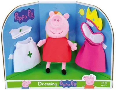 Peppa Pig - Jucărie de pluș cu 3 ținute, 20 cm