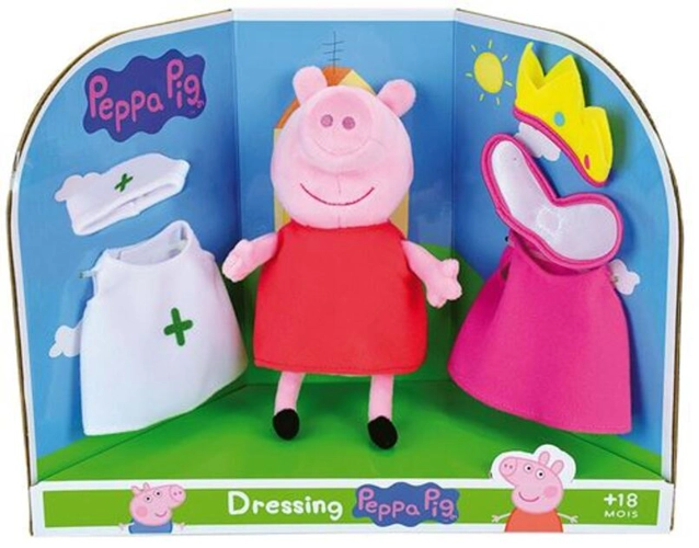 Peppa Pig - Jucărie de pluș cu 3 ținute, 20 cm