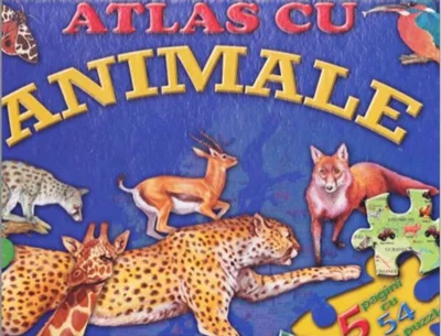Atlas cu animale. 5 pagini cu 54 piese puzzle