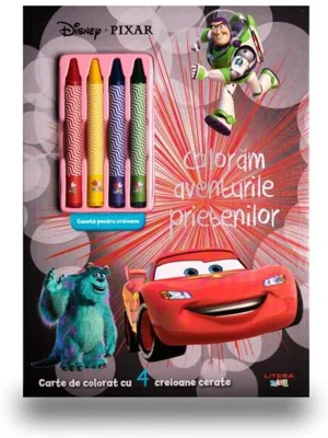 Disney. Pixar. Colorăm aventurile prietenilor (conține 4 creioane cerate)