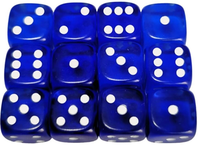 Set 12 zaruri 12 mm - albastru translucid