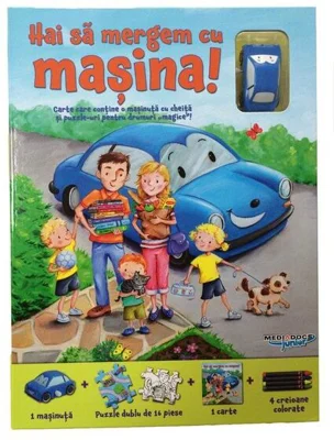 Puzzle Track. Hai să mergem cu mașina! (carte + puzzle magnetic + creioane colorate)