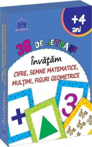 Învățăm cifre, semne matematice, mulțimi, figuri geometrice - 36 de jetoane