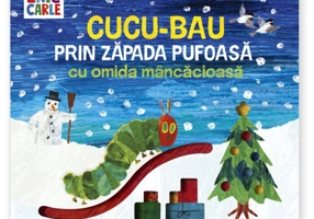 Cucu-bau prin zăpada pufoasă cu omida mâncăcioasă