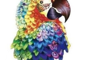 Puzzle de lemn, 94 piese în formă de papagal