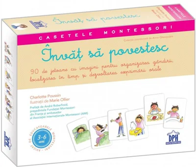 Învăț să povestesc cu Montessori. 90 de jetoane pentru relatat povești și ghid