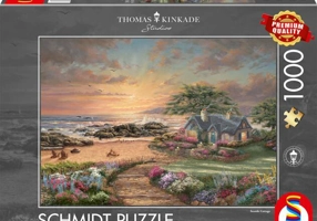 Puzzle 1000 piese Schmidt: Thomas Kinkade - Căsuță pe malul mării