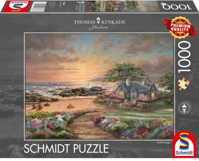 Puzzle 1000 piese Schmidt: Thomas Kinkade - Căsuță pe malul mării