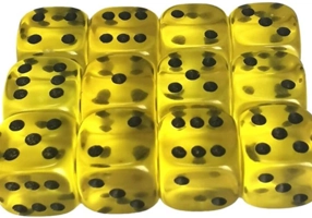 Set 12 zaruri 12 mm - galben translucid