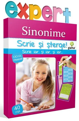Sinonime. Scrie și șterge! Expert (7-10 ani)