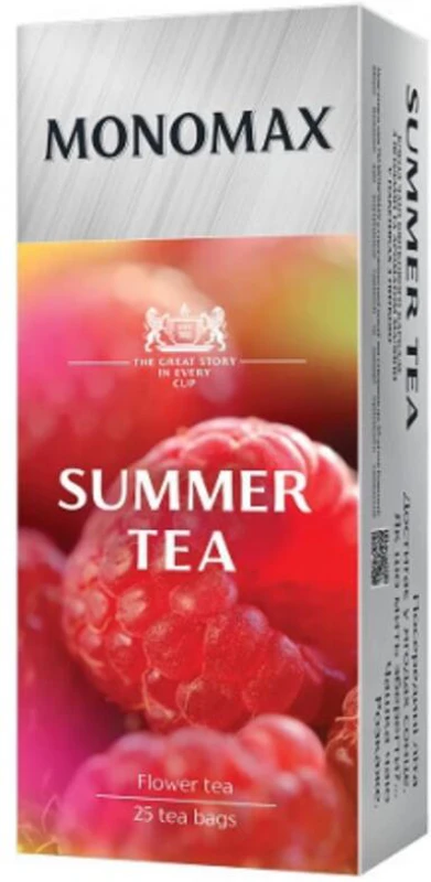 Cutie ceai cu 25 pliculețe Monomax - Summer Tea: Amestec de hibiscus, fructe de pădure și aromă de zmeură 90 g