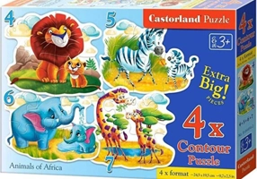 Puzzle 4 în 1 (4+5+6+7 piese) „Animals of Africa”