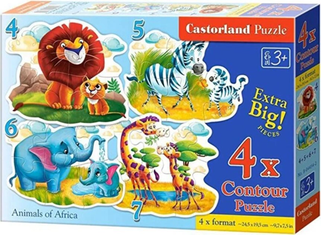 Puzzle 4 în 1 (4+5+6+7 piese) „Animals of Africa”