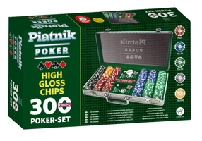 Set Piatnik Poker profesional - 300 jetoane de cazinou de 14 grame, 2 pachete cărți de joc, 5 zaruri