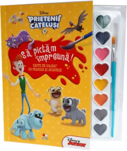 Disney. Prietenii cățeluși. Să pictăm împreună! Carte de colorat cu pensulă și acuarele (format mic)
