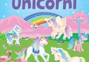 Colorează și decupează unicorni (albastru)
