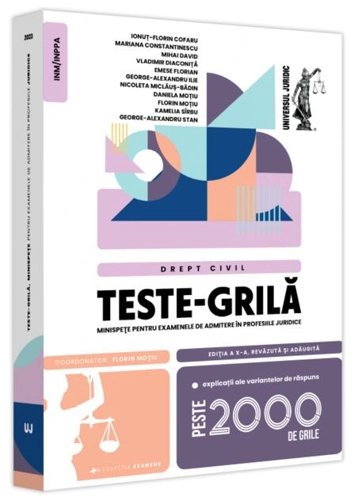 Teste-grilă, minispețe pentru examenele de admitere în profesiile juridice. Drept civil. 20232