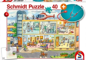 Puzzle Schmidt: În spitalul pentru copii, 40 piese + cadou: stetoscop