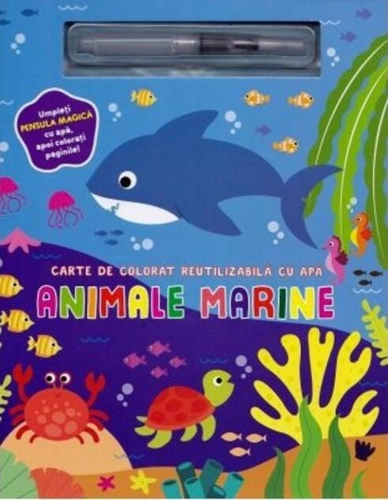 Animale marine. Carte de colorat reutilizabilă cu apă